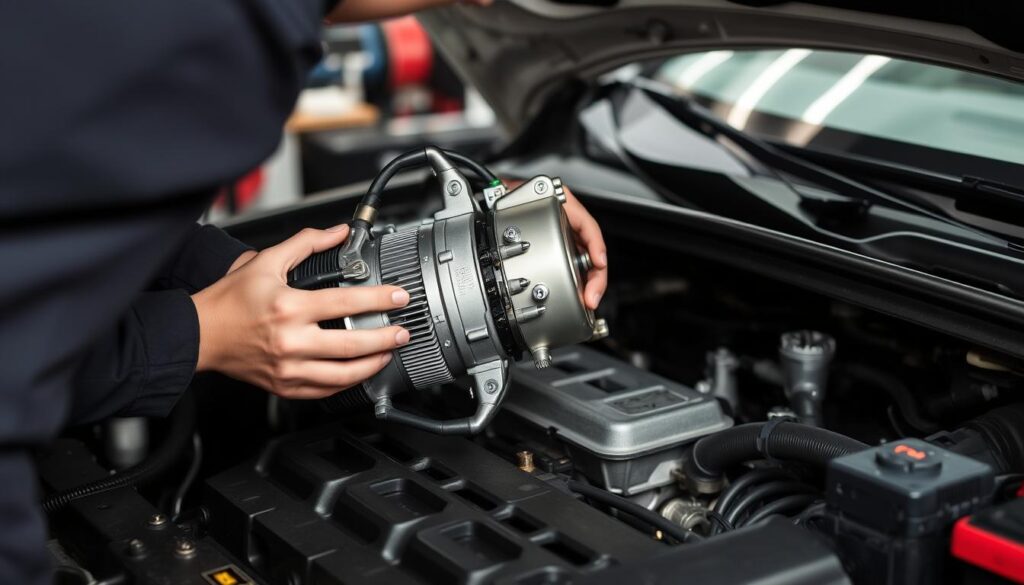 Automotive AC compressor replacement service in progress CAR aC Service Near ME